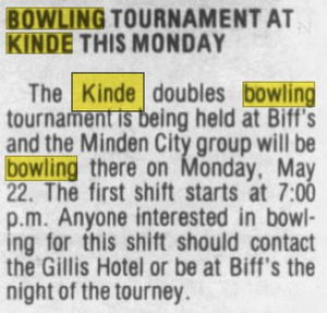 Biffs Bowling Bar - May 1989 Article